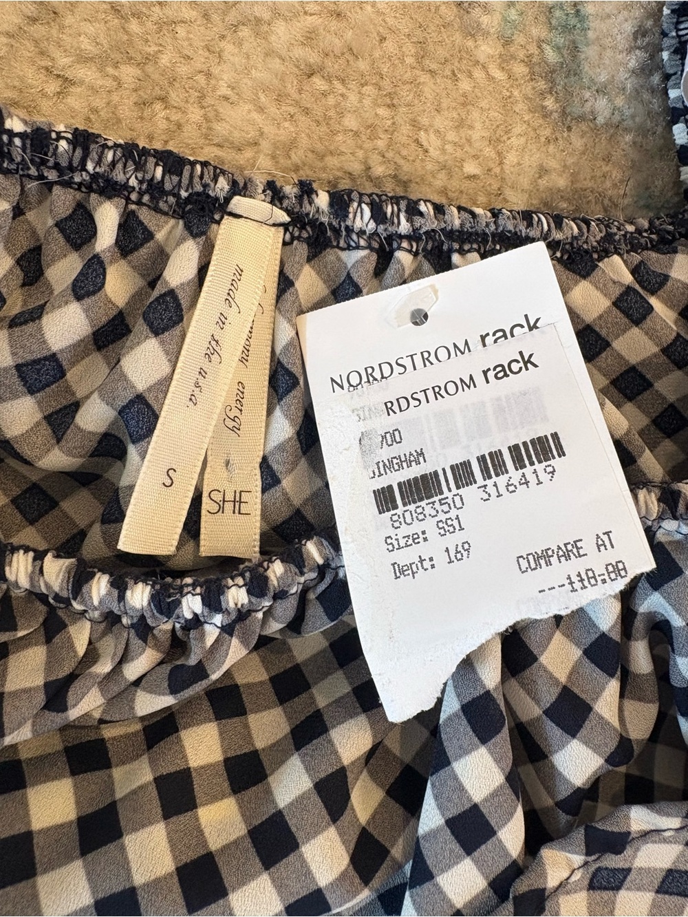 SHE Gingham Cottagecore Off-Shoulder Maxi Dress Size Small NWT - Picture 7 of 8